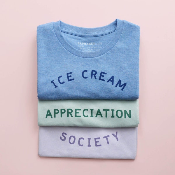 T-shirt Ice Cream Appreciation Society - T-shirt unisexe à slogan - T-shirt graphique - T-shirt à slogan femme - Cadeau pour les amateurs de crème glacée - T-shirt pour homme