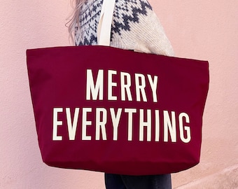 Merry Everything Really Big Bag - Christmas Bag - Giant Canvas Grocery Bag - Maxi Shopper Bag - Oversized Bag - Extra Large Canvas Bag