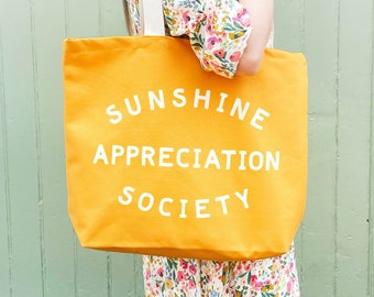 Sunshine Appreciation Society Canvas Bag - Yellow Canvas Tote Bag - Beach Canvas Bag - Canvas Bag for Beach - Canvas Shopper - Tote Bag