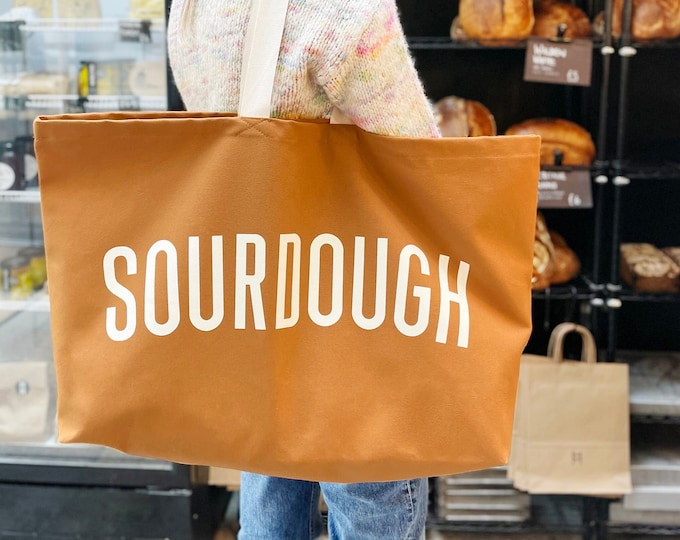 Sourdough Extra Large Canvas Tote Bag | Giant Shopper & Weekender | Really Big Grocery Bag | Practical Gift for Her