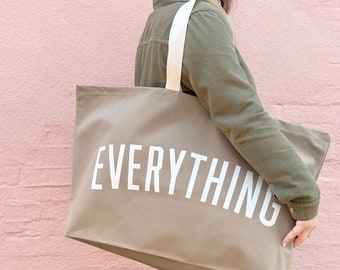 Everything Really Big Bag - Weekender Bag - Giant Canvas Grocery Bag - Large Canvas Shopper - Oversized Canvas Bag - Large Tote Bag - Stone