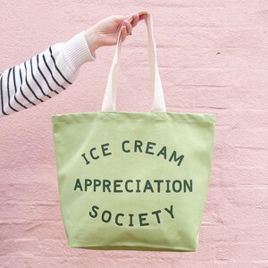 Ice Cream Appreciation Society Canvas Tote Canvas Tote Bag Large Canvas Tote Beach Bag Canvas Bag for Beach Canvas Beach Tote image 1