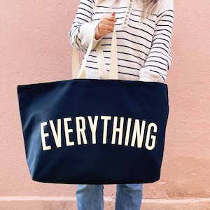 Alles oversized tas - marineblauwe XL-draagtas - weekendtas - gigantische boodschappentas - grote canvas shopper - extra grote canvas tas - grote draagtas