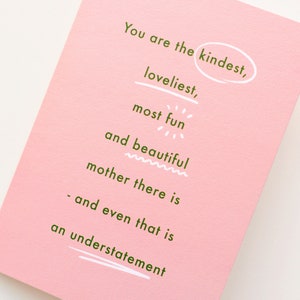 Kindest Mother Greeting Card Mother's Day Card Mum Birthday Card Mom Card Thank You Card Best Mum Card Funny Card for Mum image 1