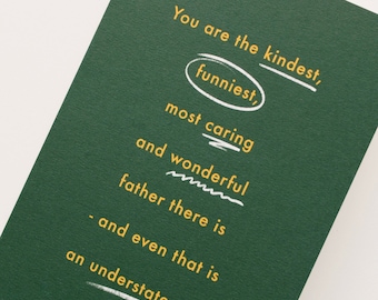 Kindest Father Greeting Card - Funny Card for Dad - Father's Day Card - Dad Birthday Card - Dad Card - Thank You Card - Best Dad Card
