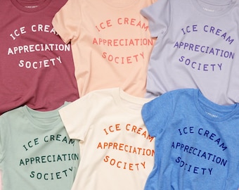 Ice Cream Appreciation Society T-shirt enfant - T-shirt d'été - T-shirt vacances - T-shirt fille - T-shirt garçon - Amateur de crème glacée - T-shirt enfant