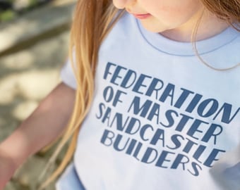 Master Sandcastle Builder - Blue Beach Shirt - Funny Summer T Shirt - Holiday Tee - Girls T-Shirt - Boys T-Shirt - Kid's Vacation Shirt