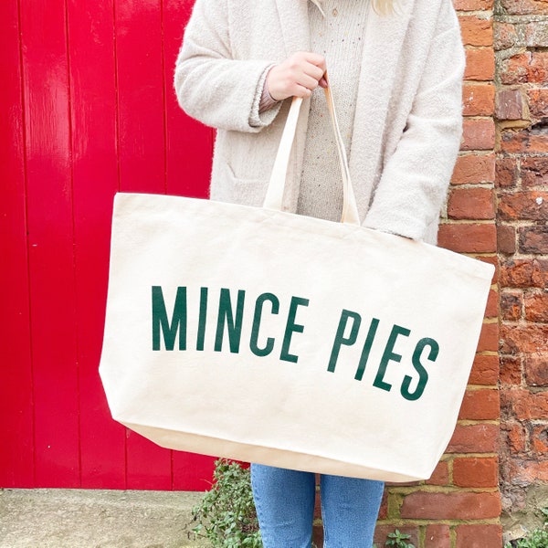Mince Pies Oversized Bag - Christmas Bag - Giant Canvas Grocery Bag - Maxi Shopper Bag - Everything Bag - Extra Large Canvas Bag - XL tote