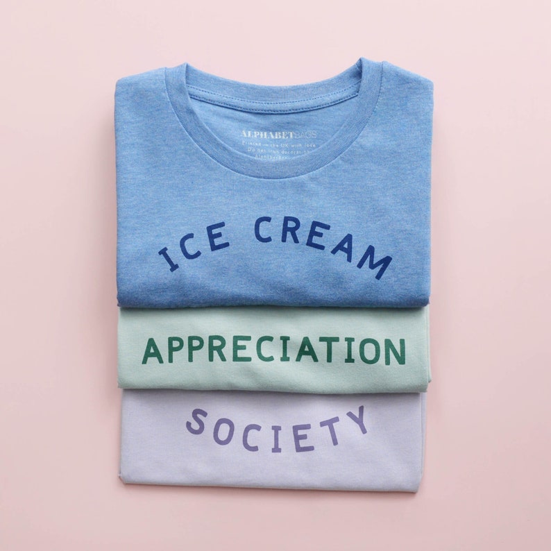 Ice Cream Appreciation Society T-shirt Unisex Slogan Tee Graphic Tee Women's Slogan T-Shirt Ice cream lovers Gift Mens t-shirt image 1