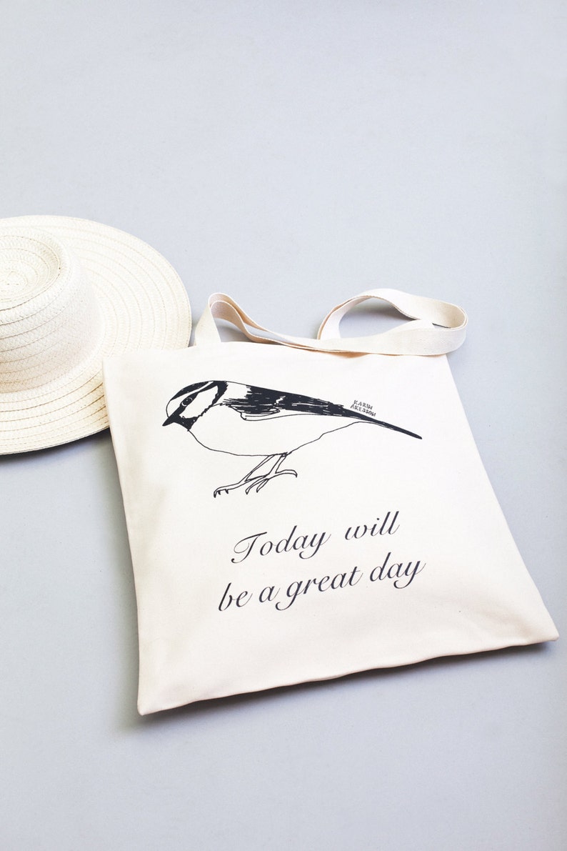 Inspirational Quote Grocery Bag Canvas Shopper Today Will be a Great Day Tote Bag Cotton Tote Bag Alphabet Bags Shoulder Bag