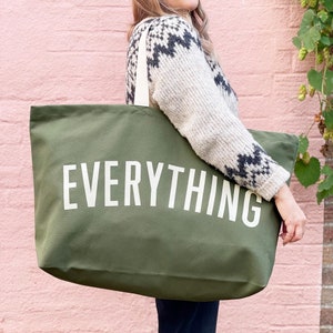 Everything Really Big Bag - Weekender Bag - Giant Canvas Grocery Bag - Large Canvas Shopper - Oversized Canvas Bag - Large Tote Bag - Green