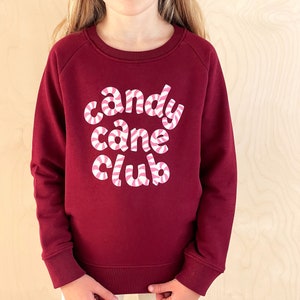 Candy Cane Club Kids Sweatshirt Christmas Jumper Xmas Sweater Girls Jumper Boys Sweatshirt Slogan Xmas Jumper Organic cotton image 2