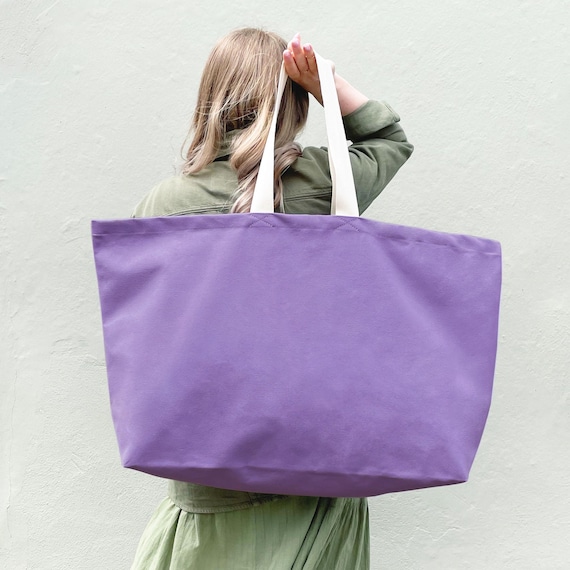 Lavender Canvas XL Bag Large Weekend Bag Giant Canvas Grocery