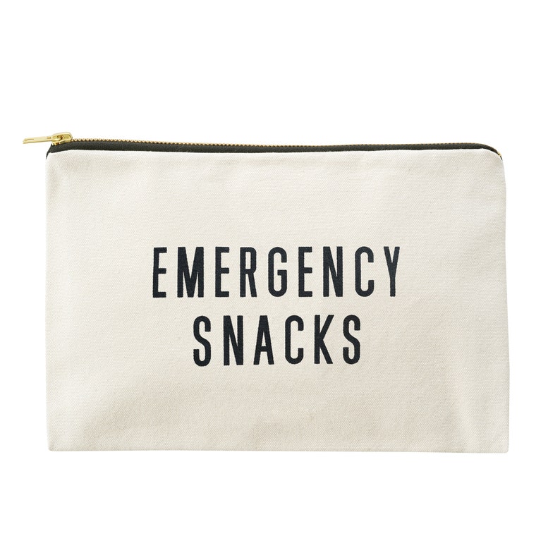 Emergency Snacks Canvas Pouch Slogan Canvas Bag Zipped Pencil Case Snacks Canvas Pouch Snack Bag image 5