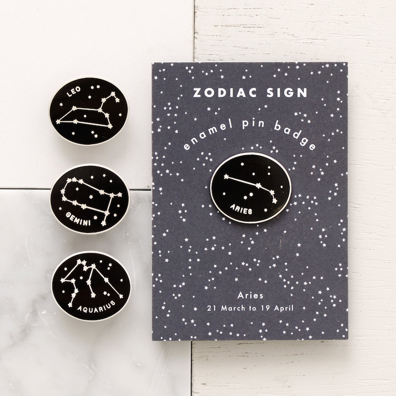 Zodiac Pin Constellation Enamel Pin Hard Enamel Pin Zodiac Sign Badge Pins Flair Birthday Pin Badge Celestial Gift Pin Badge image 8