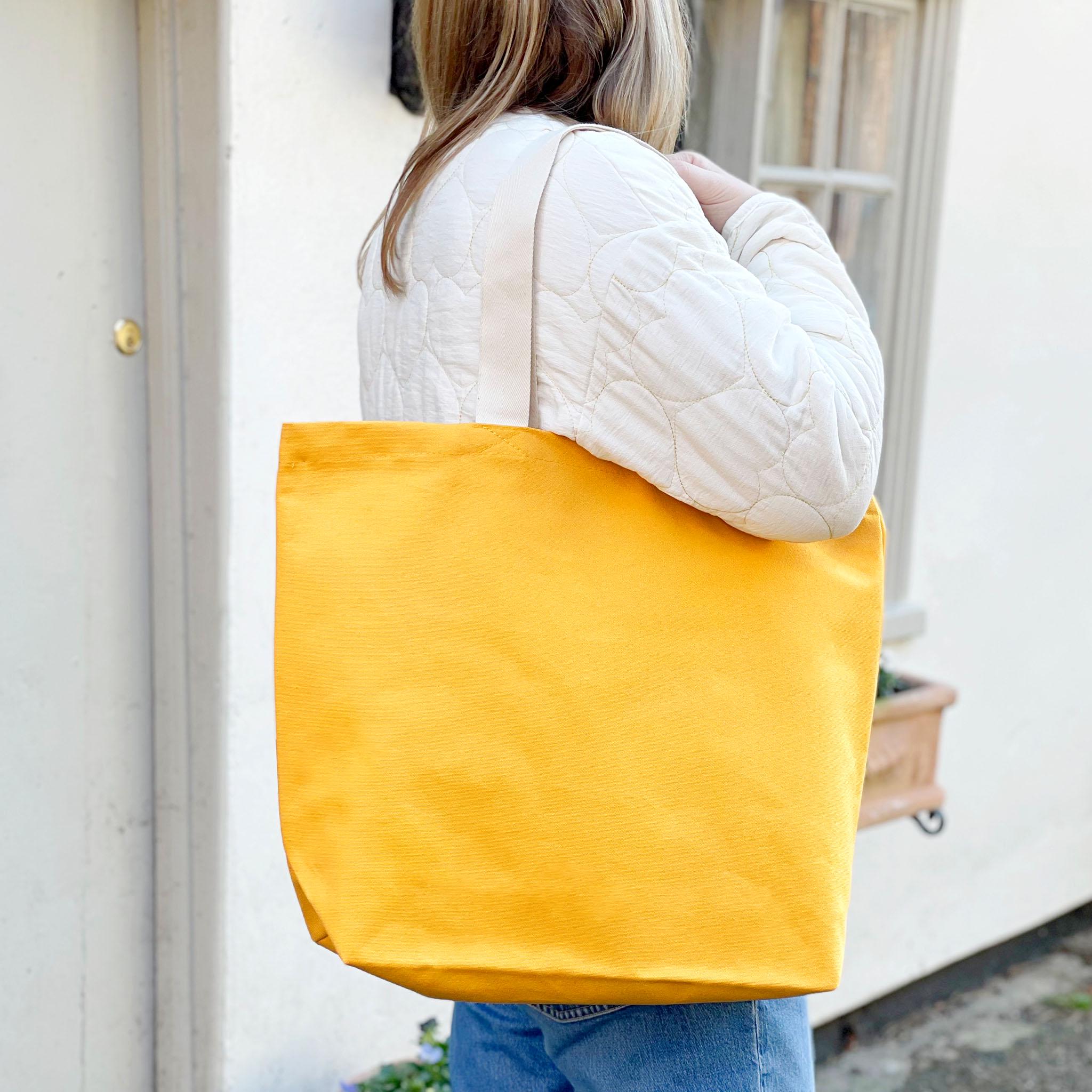 Yellow Canvas Tote Bag | Large Market & Shopper Tote | Premium