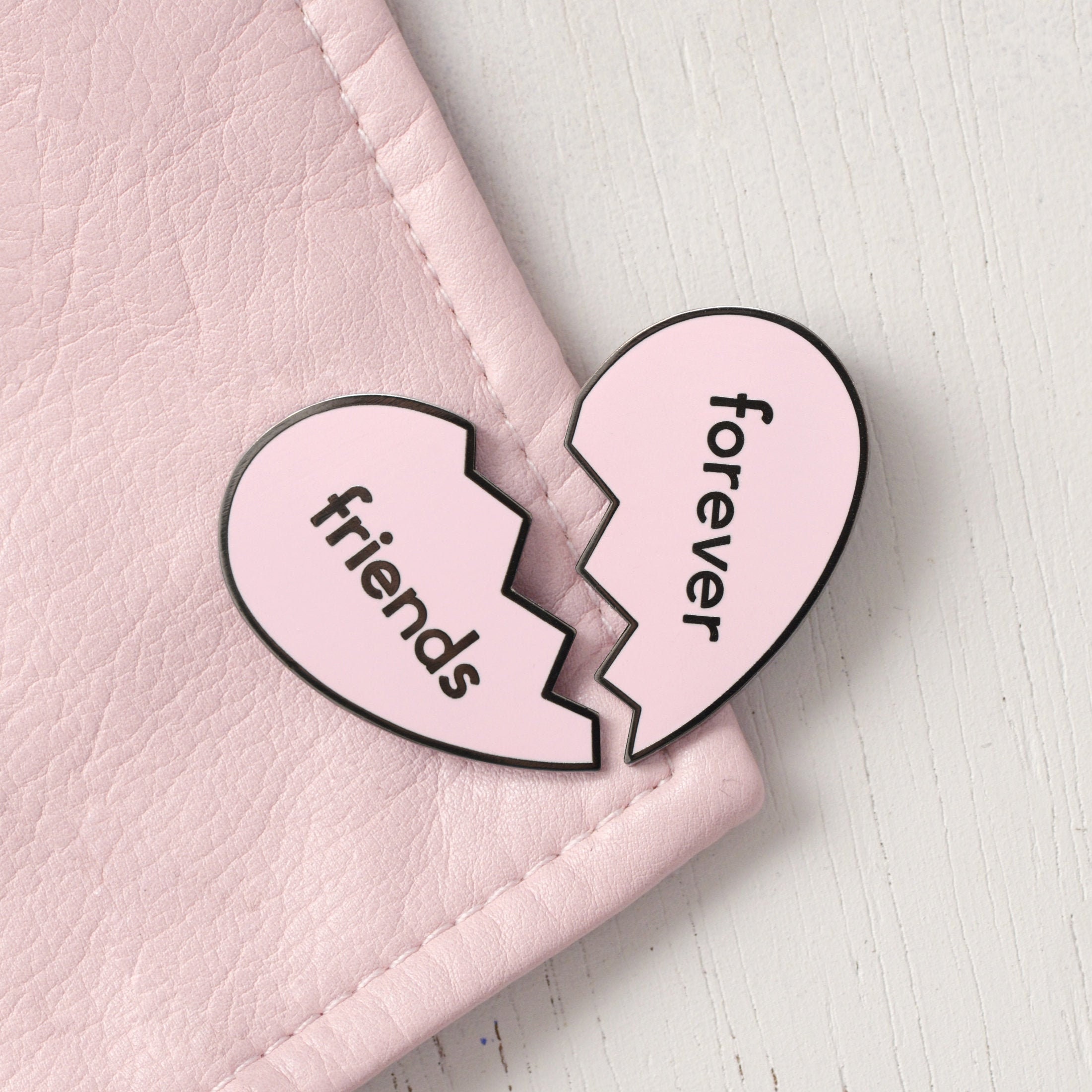 Pink Heart BFF Patch Best Friends Forever Embroidered Iron on