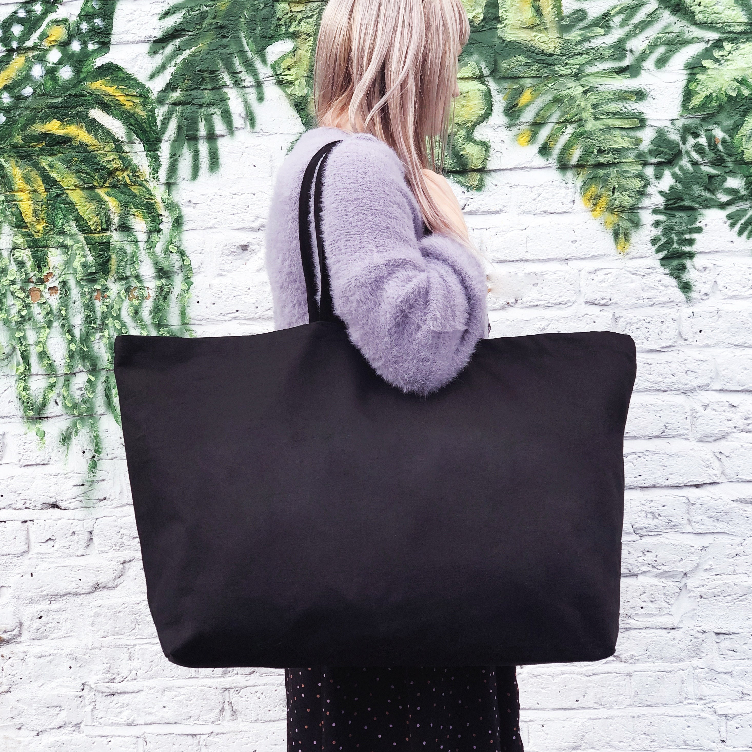 Black Extra Large Canvas Tote Bag | Oversized Shopper | Giant