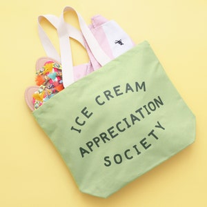 Ice Cream Appreciation Society Canvas Tote Canvas Tote Bag Large Canvas Tote Beach Bag Canvas Bag for Beach Canvas Beach Tote image 2