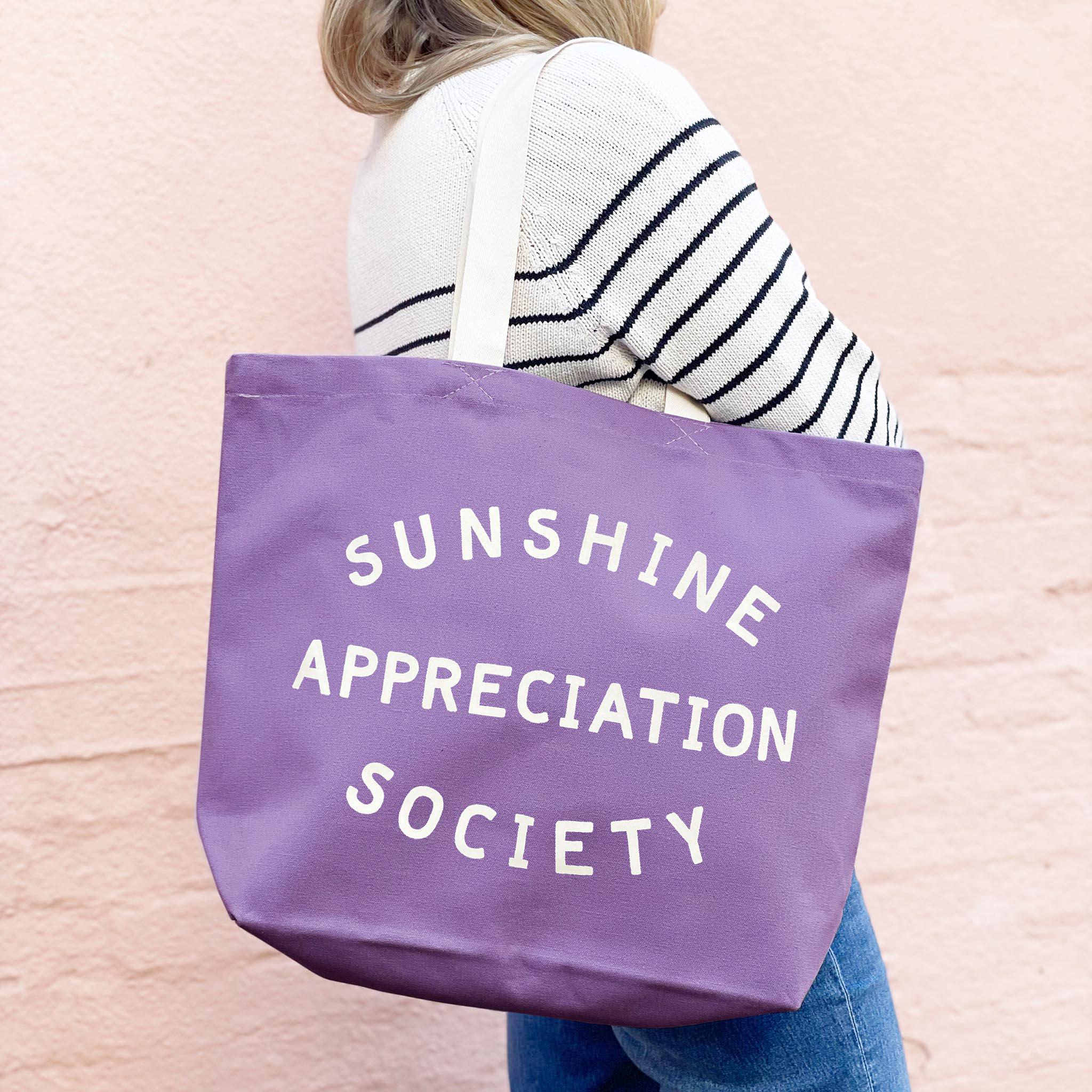 Sunshine Appreciation Society Canvas Bag - Canvas Tote Bag - Beach Canvas Bag - Canvas Bag for Beach - Canvas Shopper - Tote Bag - Lavender