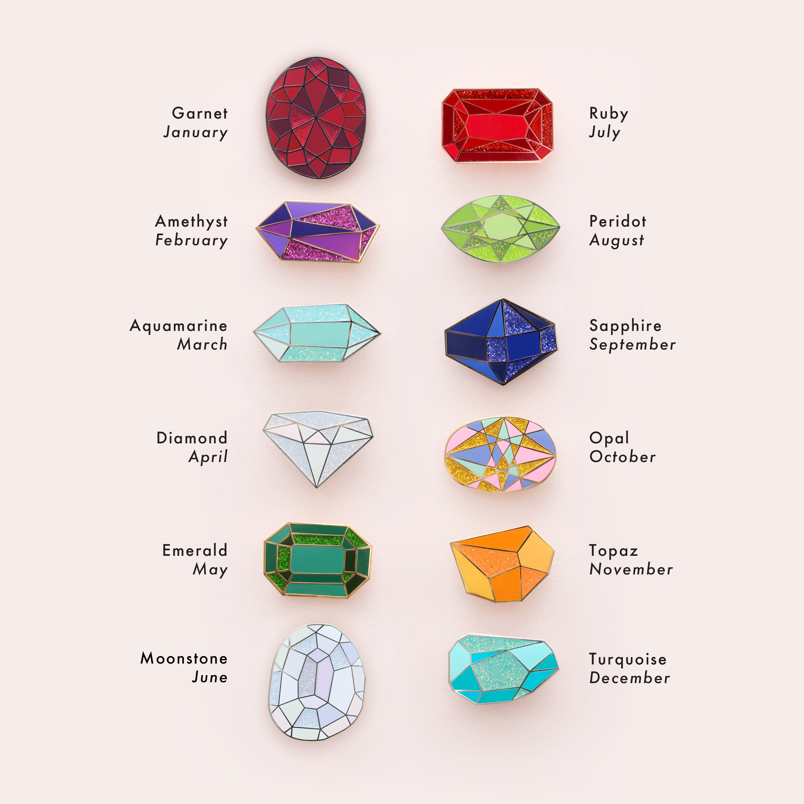 Opal Birthstone Pin October Birthday Gemstone Pin Hard Enamel Pin