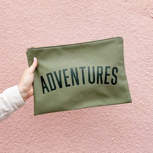 Bolsa extra grande de aventuras - Cartera de viaje grande - Bolsa de gran tamaño - Cartera de vacaciones - Bolsa con cremallera XL - Bolsa verde - Embrague de gran tamaño