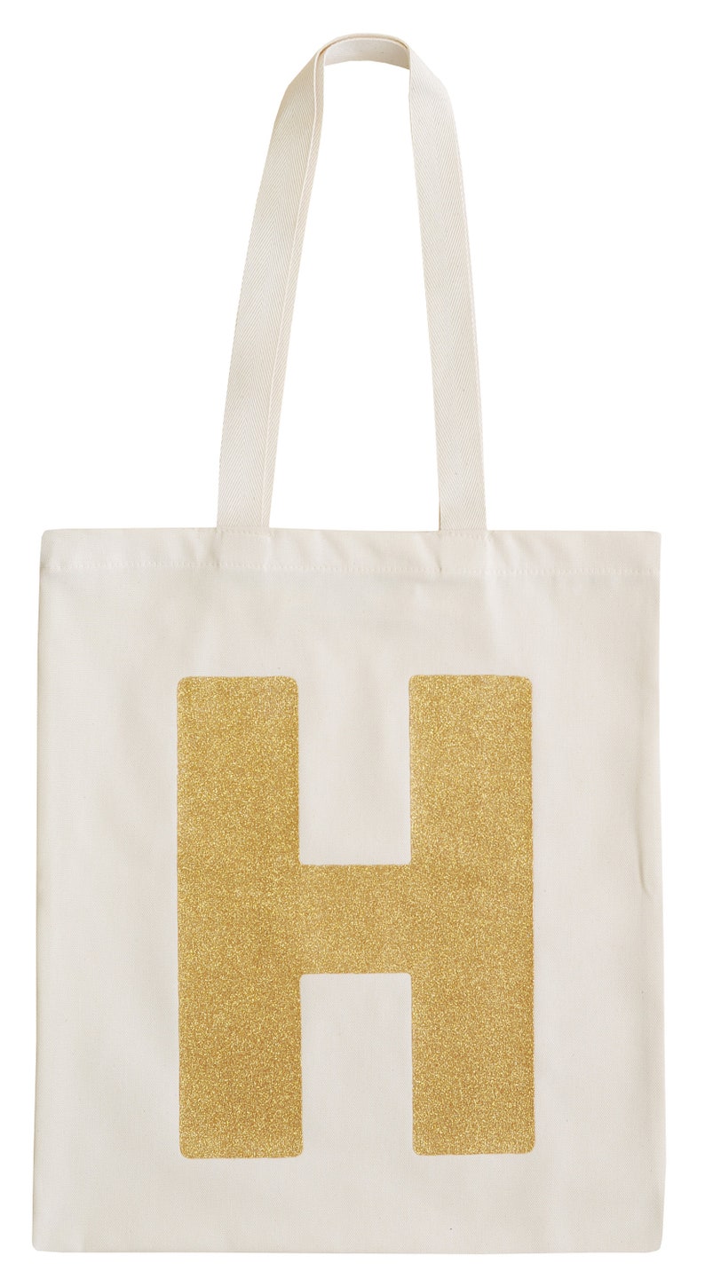 Personalised Tote Eco Reusable Shopping Bag Gold Initial Tote Bag Gold Canvas Tote Bag Alphabet Bag SECONDS Canvas Tote Bag