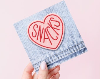 Snacks Embroidered Patch - Embroidered Iron-On Patches - Patch - Iron on Patch - Iron On Sew On Patches - Appliqués Badge - Love Snacks