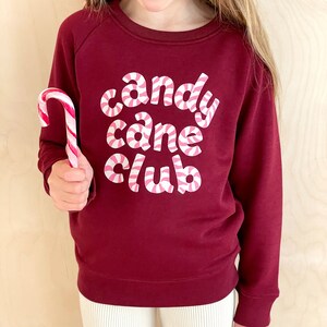 Candy Cane Club Kids Sweatshirt Christmas Jumper Xmas Sweater Girls Jumper Boys Sweatshirt Slogan Xmas Jumper Organic cotton image 3