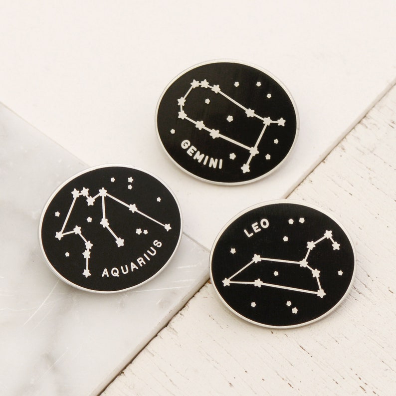 Virgo Pin Zodiac Pin Constellation Enamel Pin Hard Enamel Pin Enamel Pin Pins Flair Birthday Pin Badge Pin Badge image 6