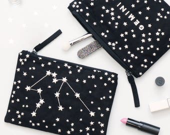 Astrology Gifts - Constellation Bag - Star Sign Birthday Gift - Zodiac Sign Gifts - Zodiac Bag - Zodiac Canvas Pouch - Alphabet Bags