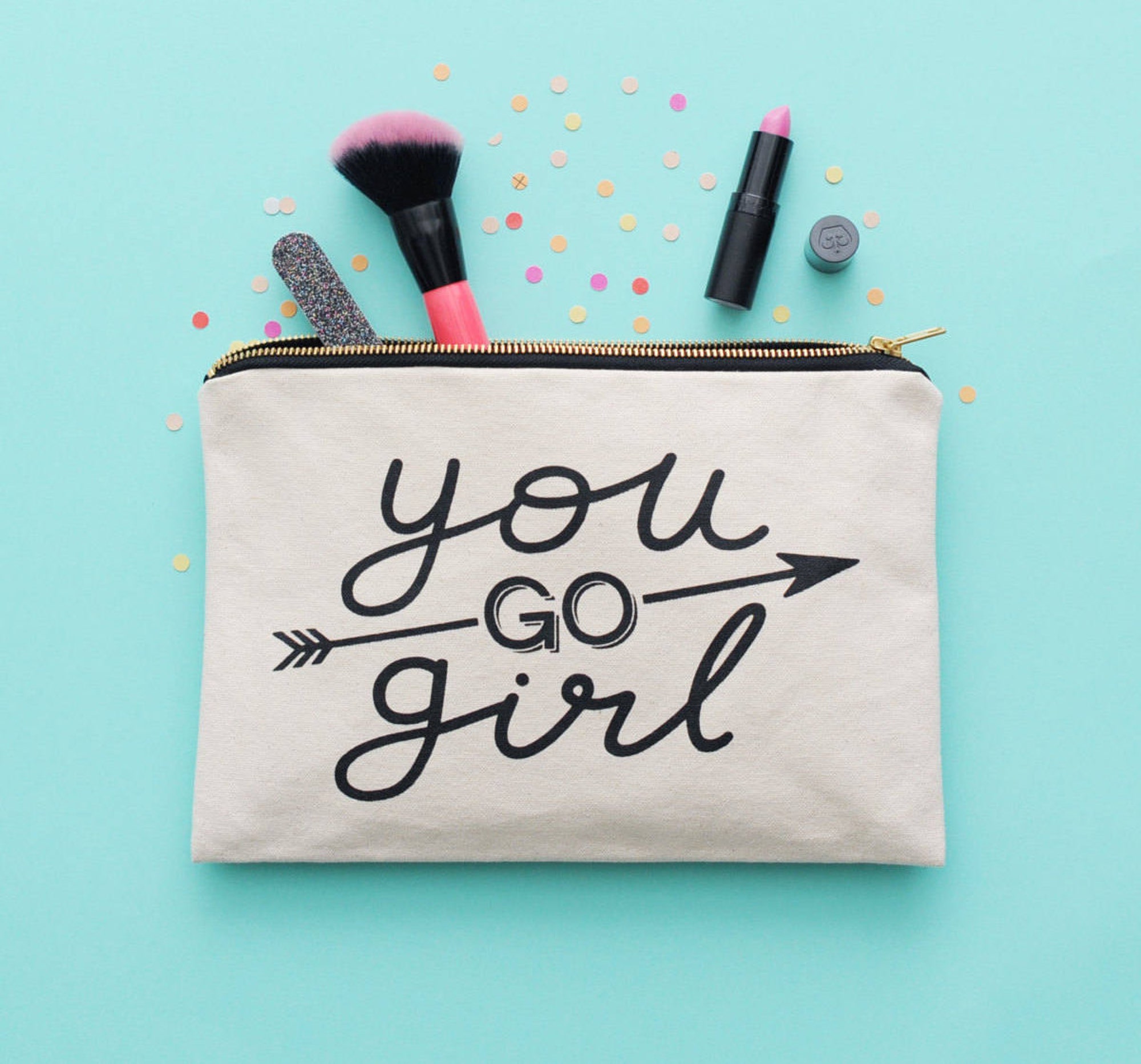 Discover Bolsa Con Cremallera De Maquillaje Slogan You Go Girl