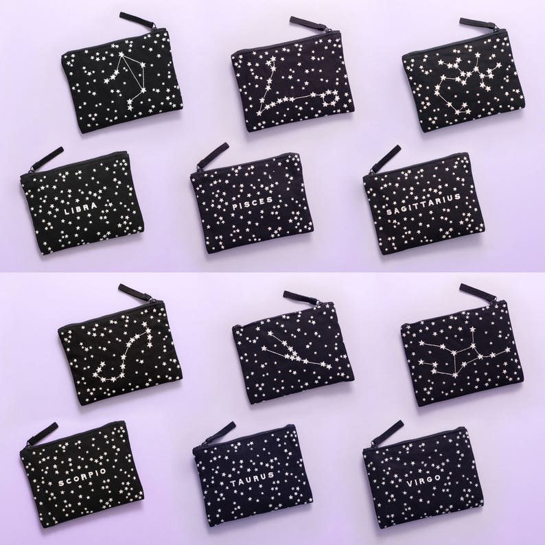 Astrology Gifts Constellation Bag Star Sign Birthday Gift Zodiac Sign Gifts Zodiac Bag Zodiac Canvas Pouch Alphabet Bags image 5