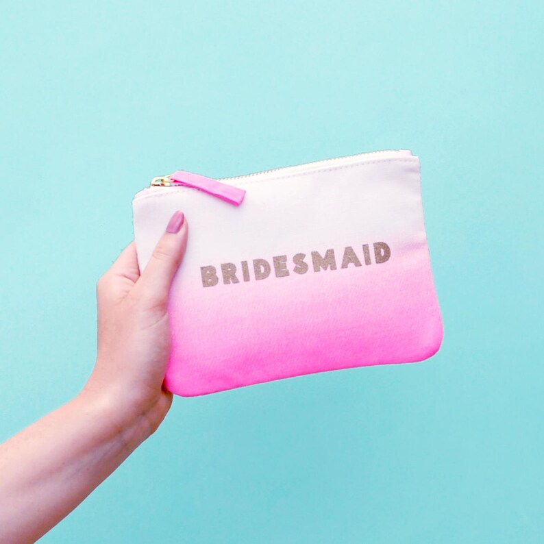 Bridesmaid Makeup Case Bridesmaid Make-up Gift Wedding Pouch Bridal Party Ombre Bridesmaid Pouch Alphabet Bags image 1