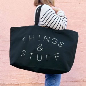 Things & Stuff Oversized Bag - Weekender Bag - Large Canvas Tote Bag - Large Canvas Shopper - Oversized Canvas Bag - XL Tote Bag