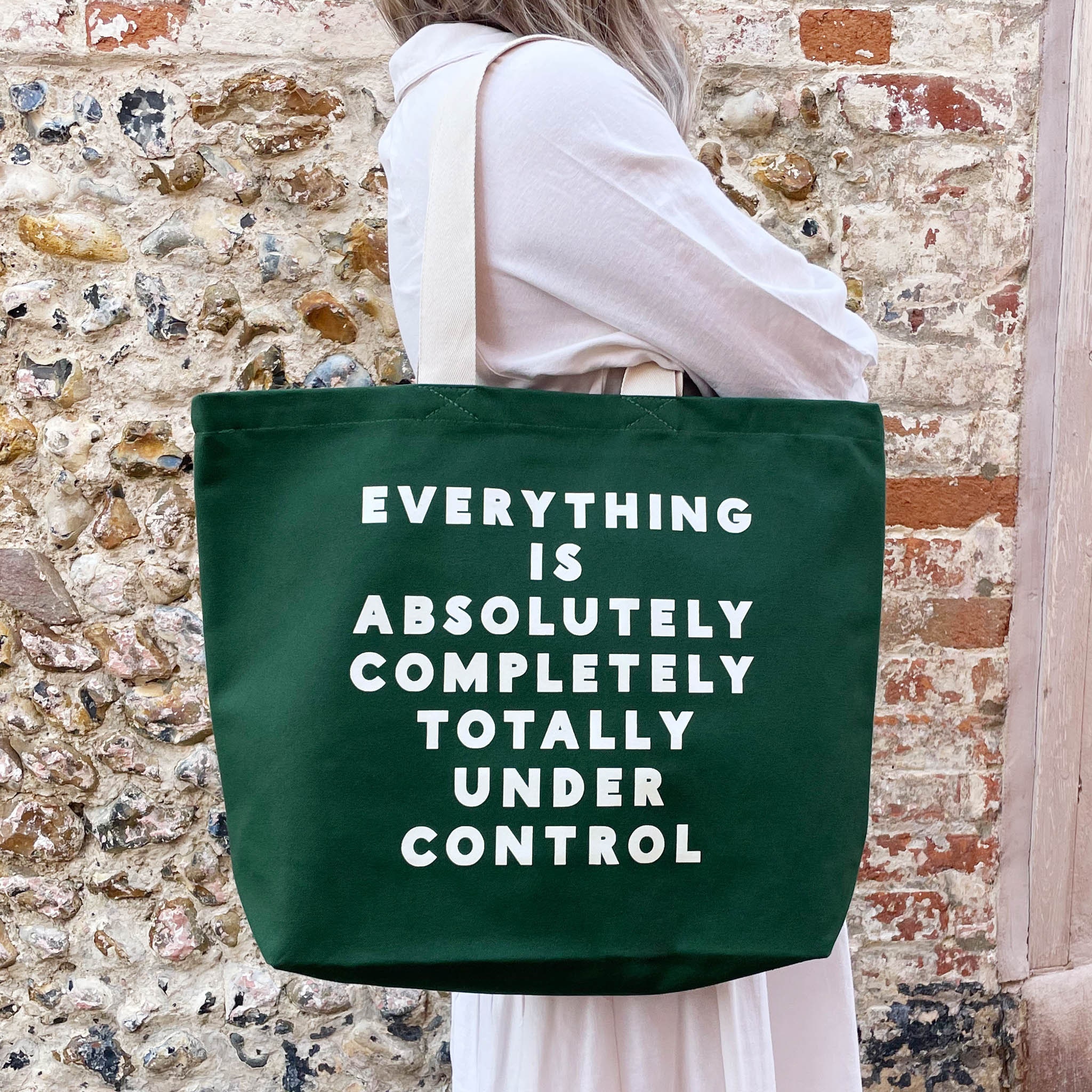 Everything Is Under Control Canvas Tote Bag Large Green Shopper Funny Canvas Bag Big Reusable Tote Gift for Her