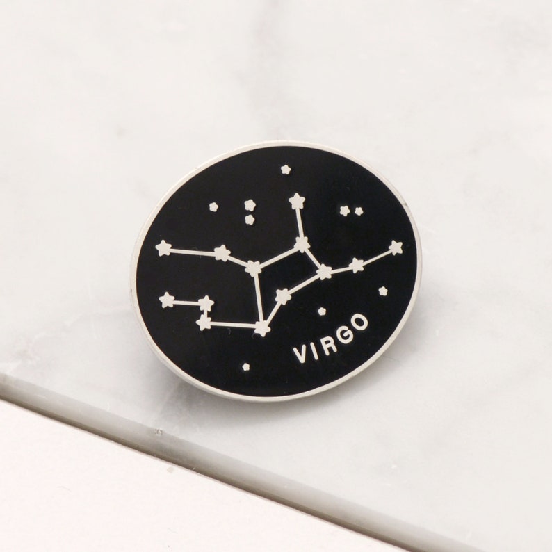 Virgo Pin Zodiac Pin Constellation Enamel Pin Hard Enamel Pin Enamel Pin Pins Flair Birthday Pin Badge Pin Badge image 1