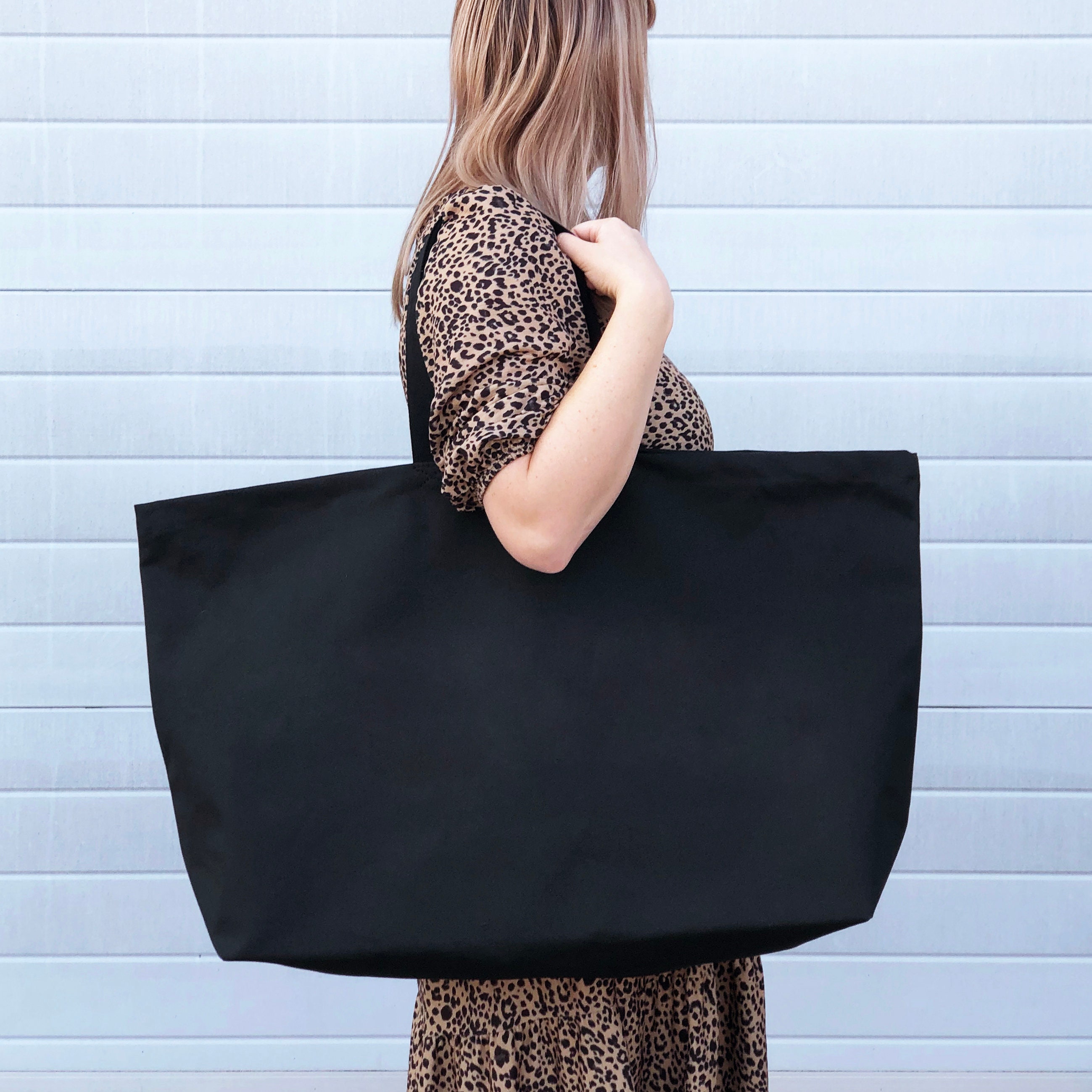 Black Extra Large Canvas Tote Bag | Oversized Shopper | Giant