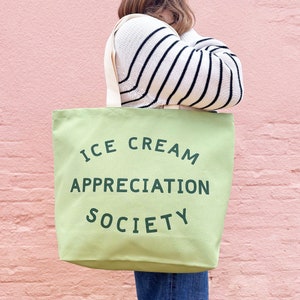 Ice Cream Appreciation Society Canvas Tote Canvas Tote Bag Large Canvas Tote Beach Bag Canvas Bag for Beach Canvas Beach Tote image 3