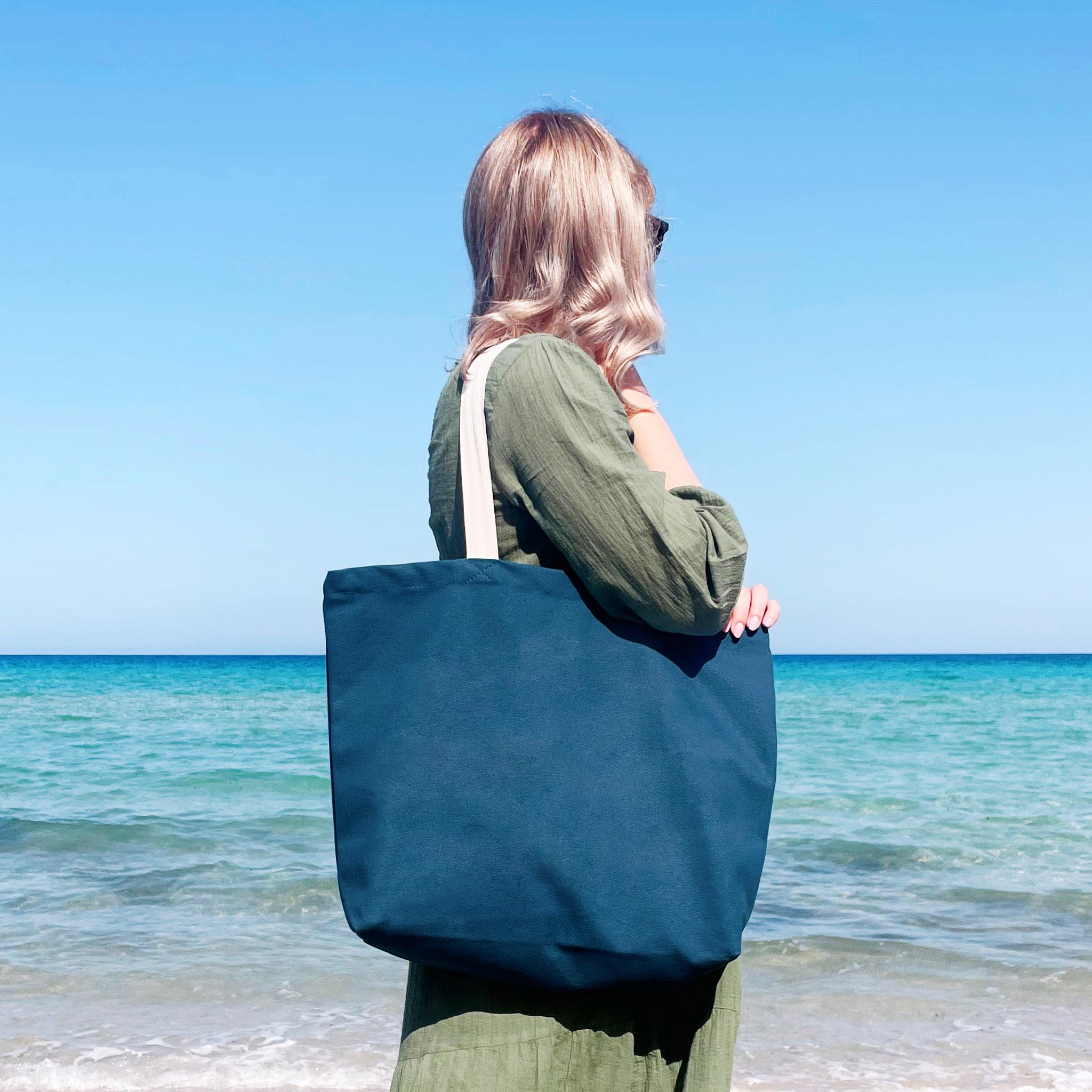 Ocean Blue Canvas Tote Bag | Large Market & Shopper Tote | Premium