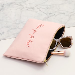 Mama You Got This Pouch Makeup Pouch For Mothers Blush Pink Cosmetics Pouch Blush Pink Canvas Pouch Gift for mum image 4