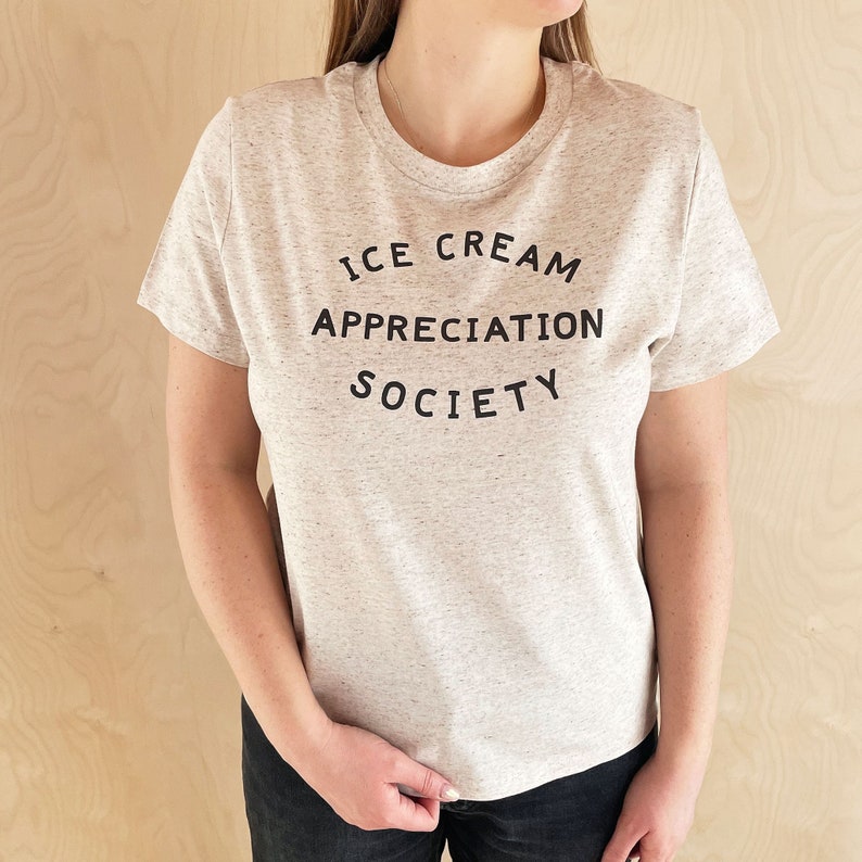 Ice Cream Appreciation Society Women's Fit T-shirt Organic Cotton Tee Ladies Summer T-Shirt Ice cream lovers Gift Cookies & Cream image 1