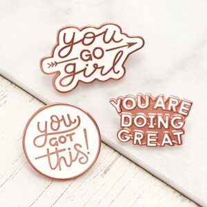 Set of 5 Enamel Pins Enamel Pin Quirky Pins Positive Pins Feminist Pin Flair Badges Choose 5 Pins Slogan Pins Pin Badge image 6