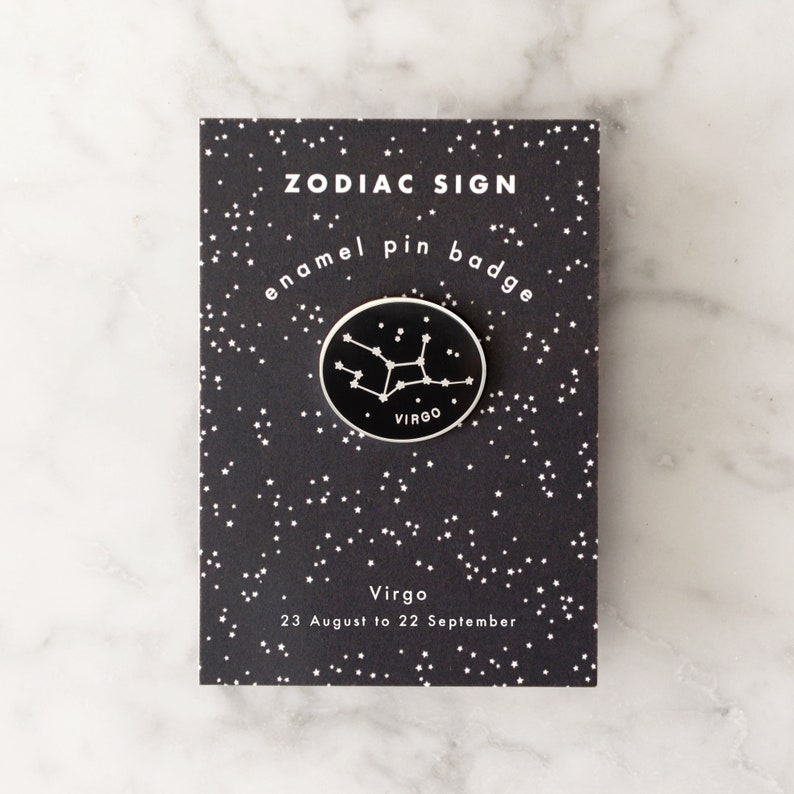 Virgo Pin Zodiac Pin Constellation Enamel Pin Hard Enamel Pin Enamel Pin Pins Flair Birthday Pin Badge Pin Badge image 4