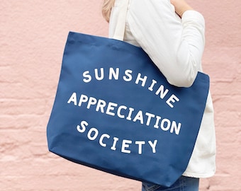 Sac fourre-tout Sunshine - Grand sac fourre-tout en toile - Sac de plage en toile - Sac en toile pour la plage - Sac en toile Sunshine Appreciation Society - Sacs alphabet