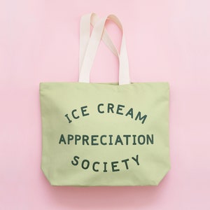 Ice Cream Appreciation Society Canvas Tote Canvas Tote Bag Large Canvas Tote Beach Bag Canvas Bag for Beach Canvas Beach Tote image 5