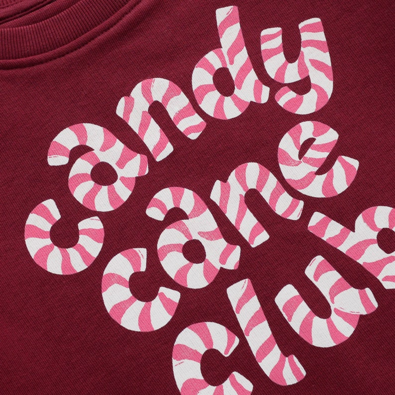 Candy Cane Club Kids Sweatshirt Christmas Jumper Xmas Sweater Girls Jumper Boys Sweatshirt Slogan Xmas Jumper Organic cotton image 4