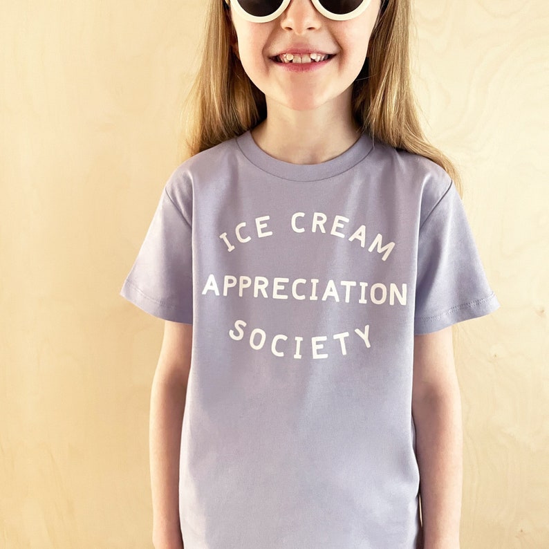 Ice Cream Appreciation Society Kids T-Shirt Lavender tee Slogan T Shirt Vacation tee Girls T-Shirt Boys T-Shirt Summer Kid's tee 画像 1