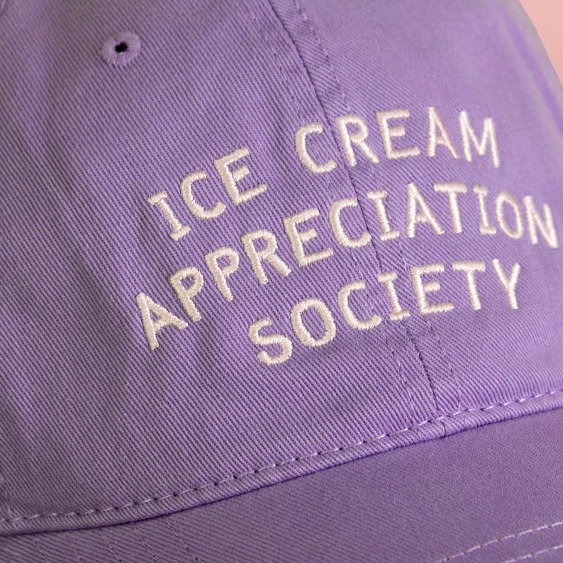 Ice Cream Appreciation Society Cotton Baseball Cap | Embroidered Dad Hat | Ice Cream Lover Gift image 16