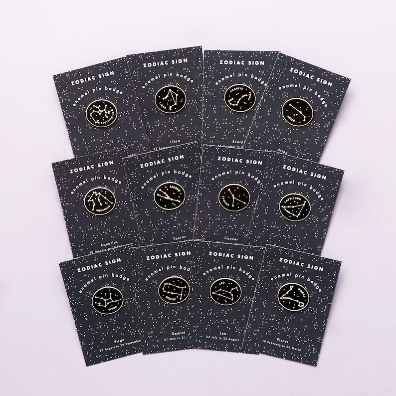 Zodiac Pin Constellation Enamel Pin Hard Enamel Pin Zodiac Sign Badge Pins Flair Birthday Pin Badge Celestial Gift Pin Badge image 7